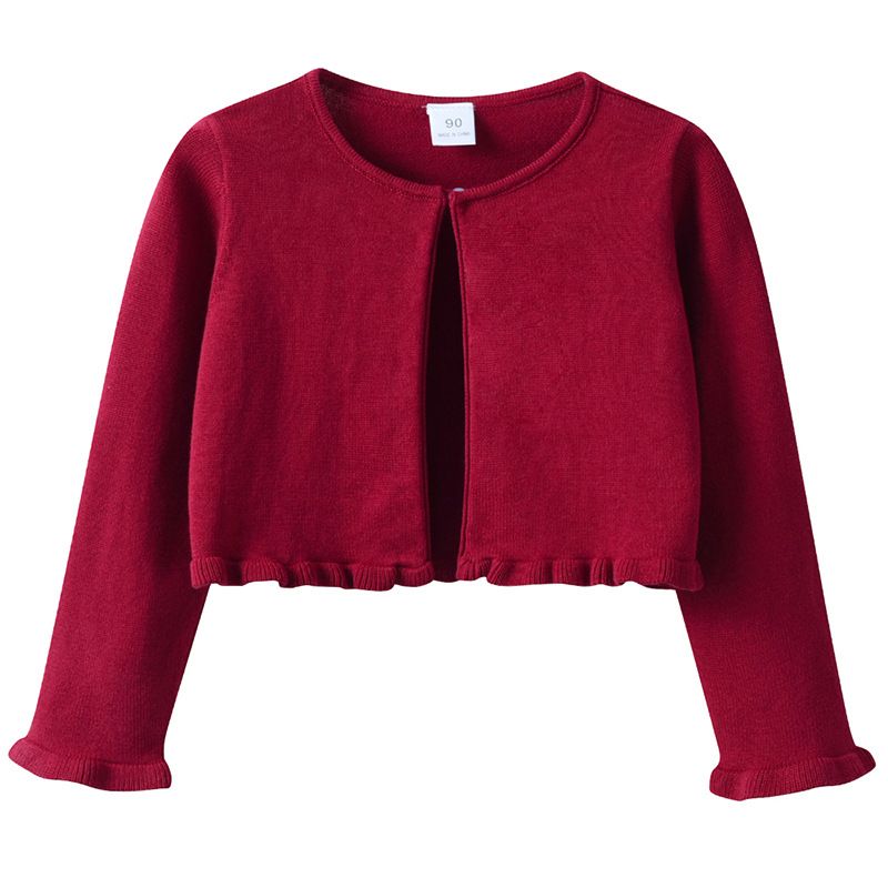 Baumwoll-Cardigan für Mädchen mit verstecktem Knopf – Leichter Prinzessinnen-Überwurf für Frühling und Herbst (90 cm – 160 cm, 3 klassische Farben)_voghion.com