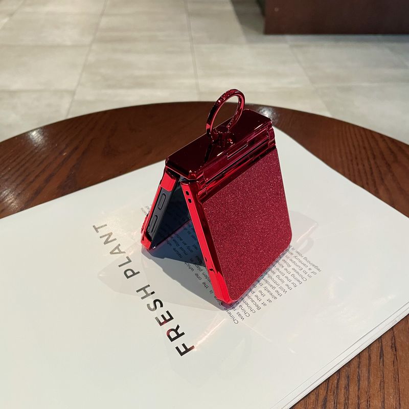 Per Samsung Galaxy Z Flip 4 5 5G Custodia per telefono con supporto per pietra di diamante placcata in oro con glitter di lusso_voghion.com