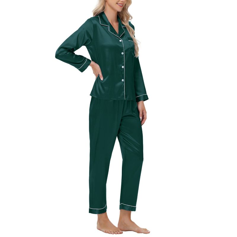 Biancheria intima Pigiami da notte Pigiama di seta Pigiama da donna in raso a maniche lunghe di grandi dimensioni Abbigliamento per la casa_voghion.com