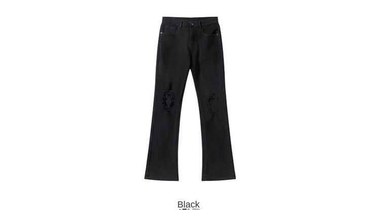 Summer thin soft jeans men's 2024 new loose and slightly pulled casual big hole beggar straight nine-point pants_voghion.com