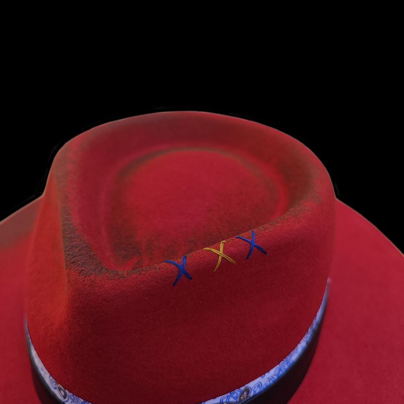 Cappello a cilindro in lana in stile vintage alla moda, decorazione con nastro intrecciato, cappello in feltro di pecora_voghion.com