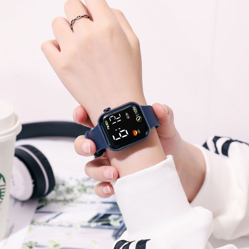 Trendy Items High-Value Student Party Rainbow Square LED Fashion Heart Style Digital Sports Waterproof Electronic Watch_voghion.com