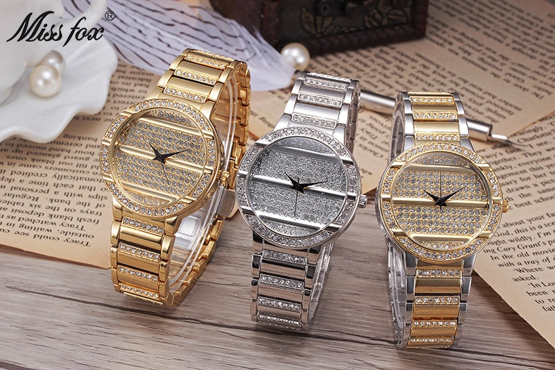 Creative European Business Quartz Watch Imported Movement Alloy Diamond Double Press Steel Buckle Fashion Quartz Watch_voghion.com