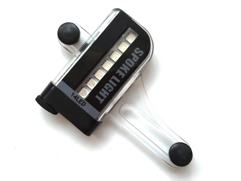 Raggi per bicicletta 14 LED 2 modalità 32 vento fuoco ruota bifacciale rilevamento vero colore 30 modelli luce in filo di acciaio_voghion.com