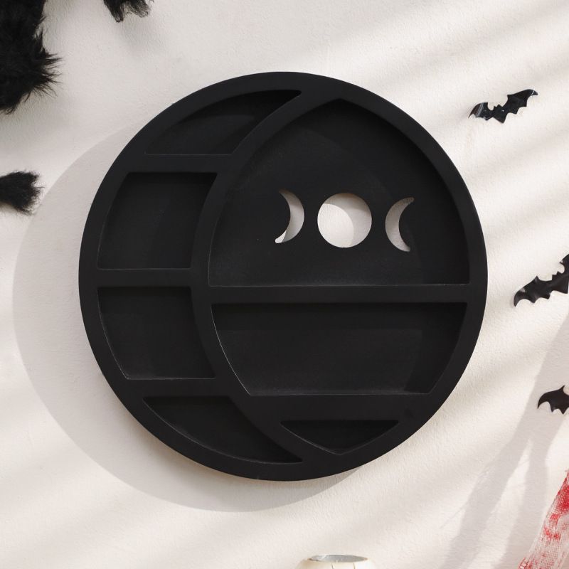 Gotycki okrągły drewniany ścienny stojak do przechowywania kryształów B&B wyposażenie domu rzemiosło dekoracja_voghion.com