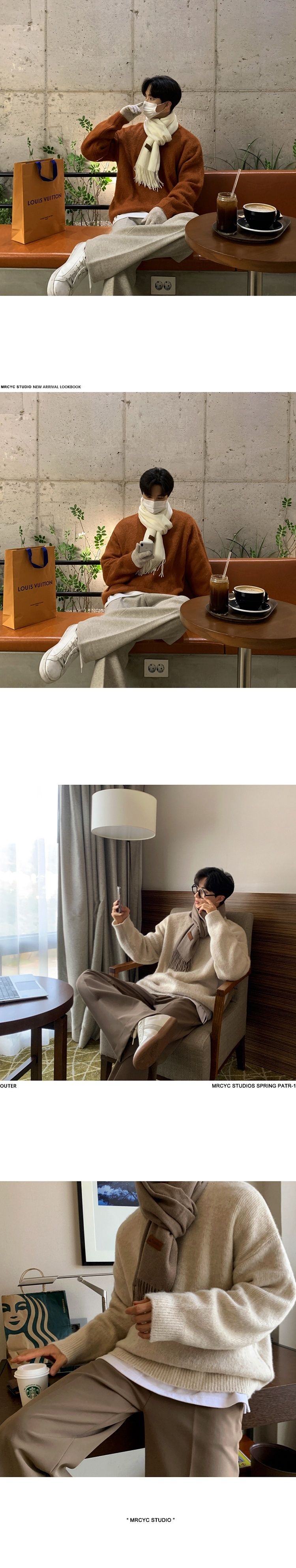 Hue Hue MYQ Solid Color Lazy Style Men's Winter Warm Base Shirt Korean Trend Loose Pullover Knitted Sweater_voghion.com