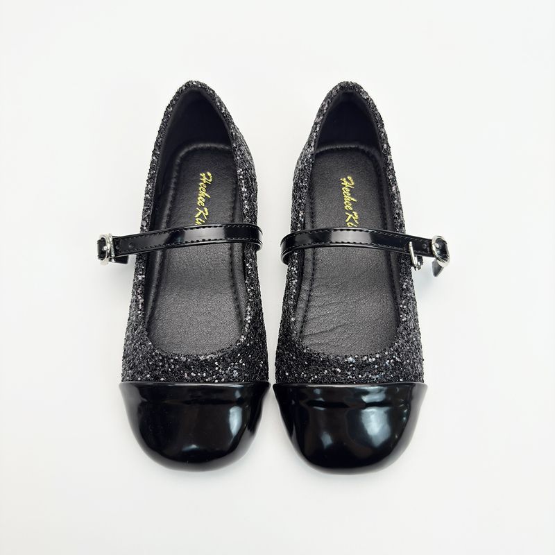 Mädchen-Flachschuhe, runde Zehenpartie, flacher Mund, flache Mädchenschuhe, süße neue Pailletten-Strass-Silber-Mary-Jane-Schuhe für Mädchen_voghion.com