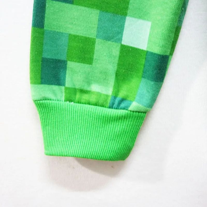 Recién llegados, juegos de cosplay de Minecraft, armadura para niños, disfraz de Creeper para niño, divertido conjunto de sudadera con mosaico verde, chaqueta, disfraz, regalo para fanáticos_voghion.com