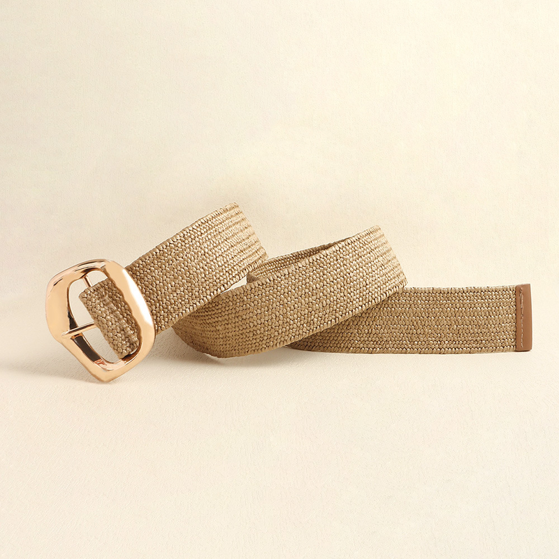 New Fashion Gold Elastic Dress with Wide Waist Belt and Versatile Decoration, Geometric Exaggeration of Waistband_voghion.com