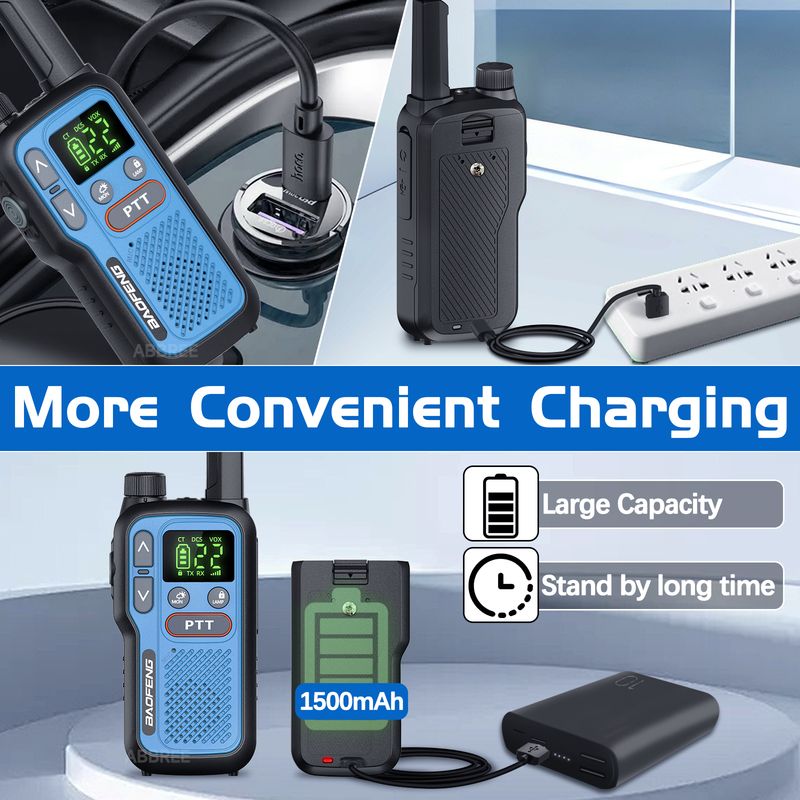 2PCS Baofeng BF-T18 Mini Dual PTT Walkie Talkies PMR FRS NOAA Portable Flashlight VOX Long Range Two Way Radio_voghion.com