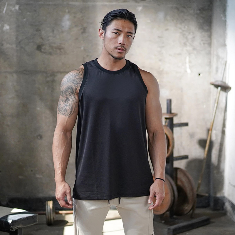 Canotta fitness da uomo muscolosa, abbigliamento traspirante in rete ad asciugatura rapida, canotta elastica senza maniche_voghion.com