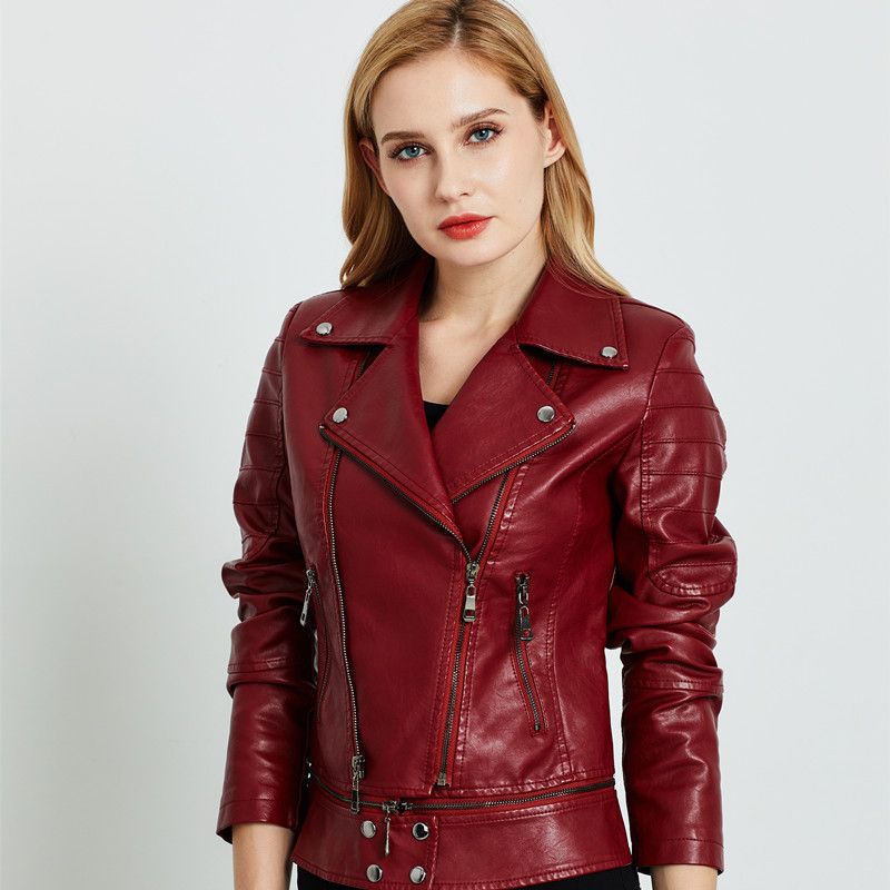 Veste en cuir ultra-courte à col rabattu pour femme 2025 Goddess, coupe ajustée, petite, cool et élégante, manches longues_voghion.com