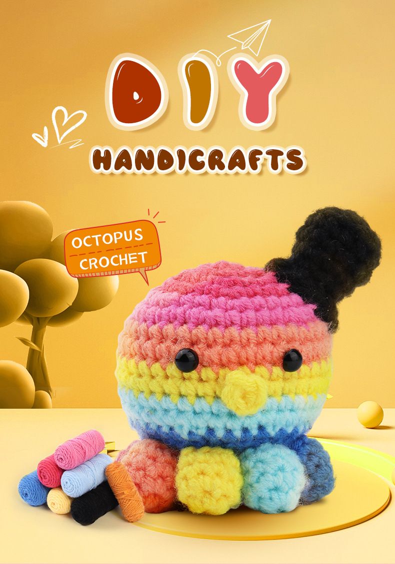 Home & Garden dezelfde stijl handgemaakte DIY haakwol breien octopus pop materiaalpakket inclusief Engelse instructies groothandel_voghion.com