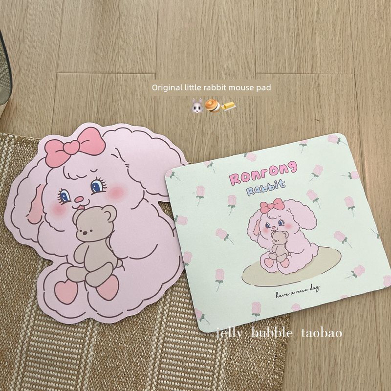 Qualità imbattibile originale | Tappetino per mouse da ufficio antiscivolo con simpatico sottobicchiere a forma di coniglietto di tulipano_voghion.com