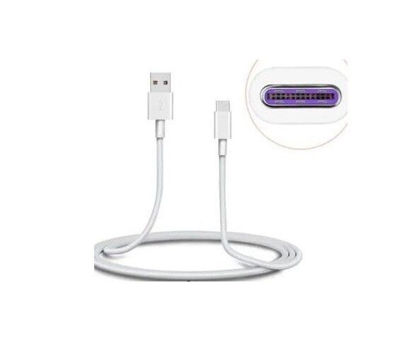 Câble USB Type-C 5 A à charge rapide pour téléphone portable, fil blanc - 1 mètre_voghion.com