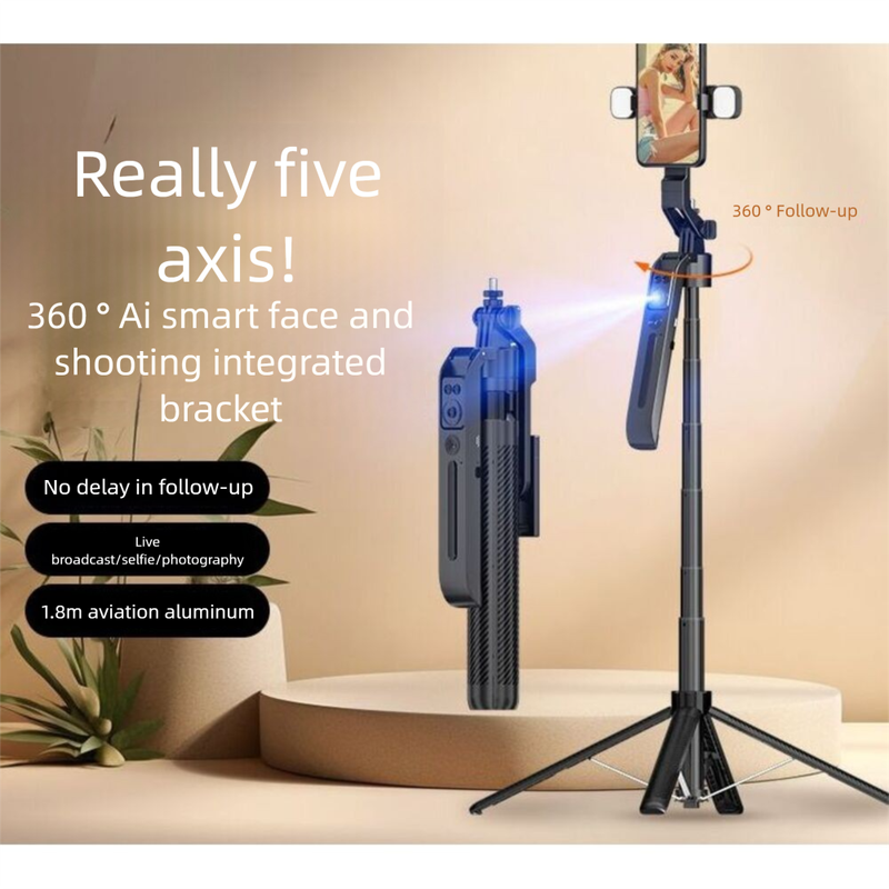 Bastone per selfie intelligente Douying A6 con intelligenza artificiale, rotazione a 360 gradi, tracciamento del viso, da viaggio, portatile, per foto da pavimento_voghion.com