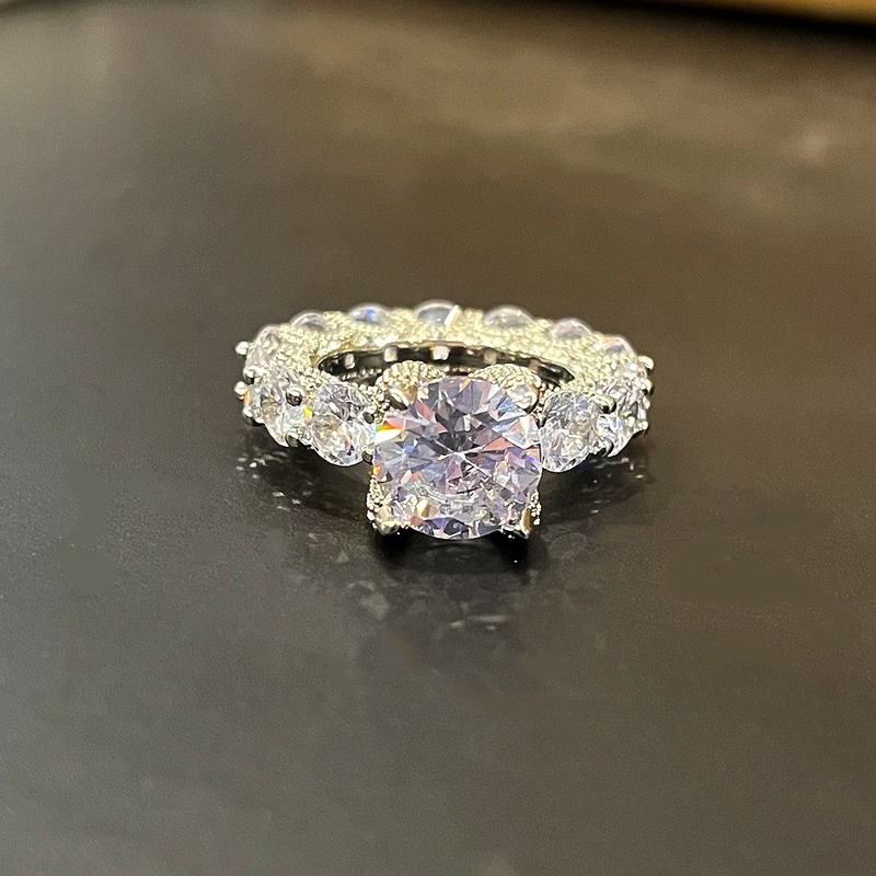 Cao Shi Junior High Grade Simple Women's Flower Language Wedding Copper Set Zircon Ring Jewelry_voghion.com
