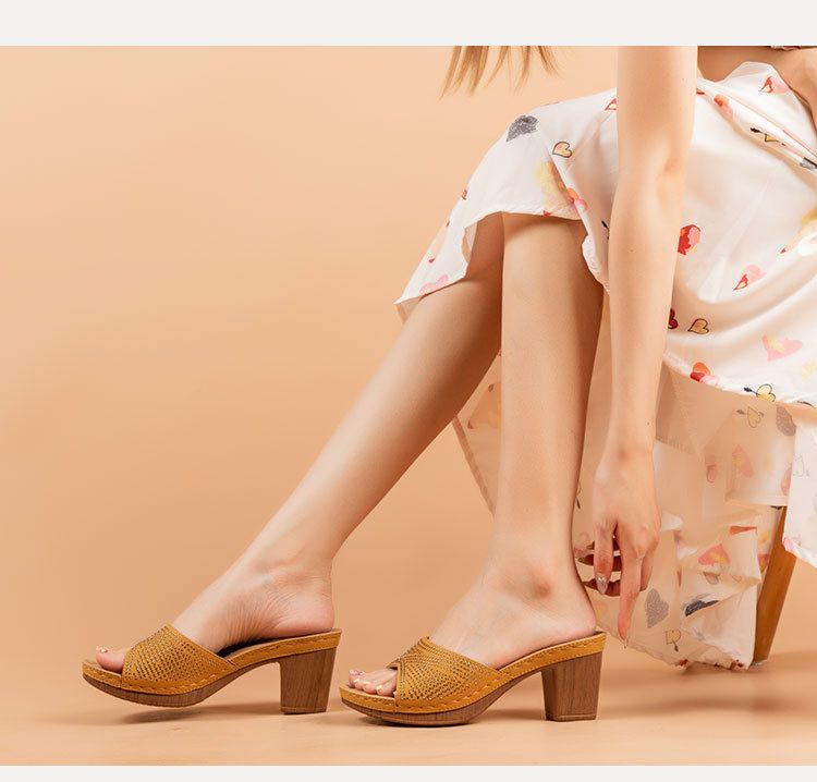 Damen-Sandalen mit Absatz 2024, lässig, mit hohem Wasserstand, Diamanten, dicker Absatz, große Größe_voghion.com