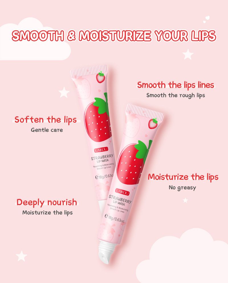 Lippenbalsam 18g Elastische und zarte Lippen Süße Erdbeere Feuchtigkeitsspendende englische Verpackung_voghion.com
