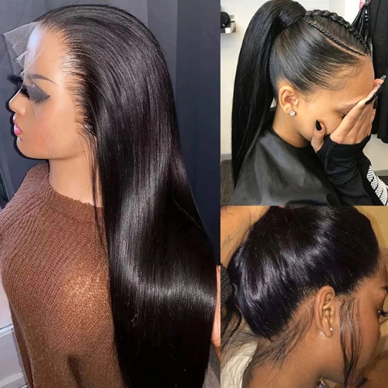 Hot selling 360 Transparent Frontal Pre Plucked Brazilian Remy Straight 13X4 Lace Front Human Wigs For Black Women Bling Hair_voghion.com