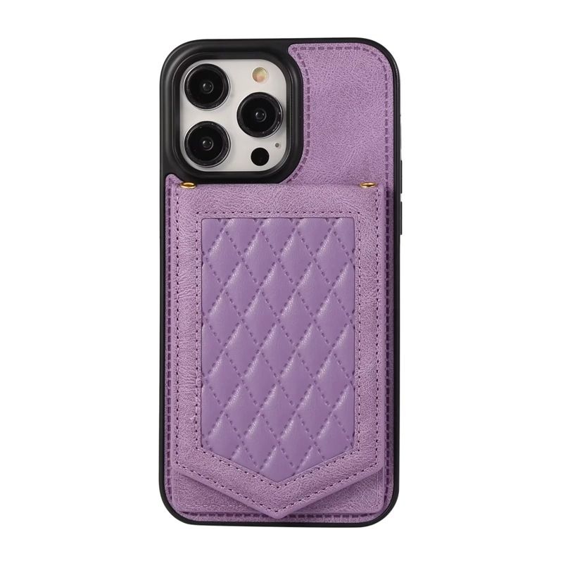 Funda de cuero con etiqueta lateral de espejo y pequeña fragancia para iPhone 15 Pro, 14 con cordón ajustable._voghion.com
