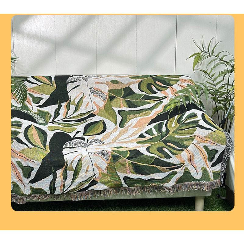 All-Season Sofa Cover Multi-Functional Home Nap Air Conditioning Fleece Bedside Blanket Tassel Simple_voghion.com