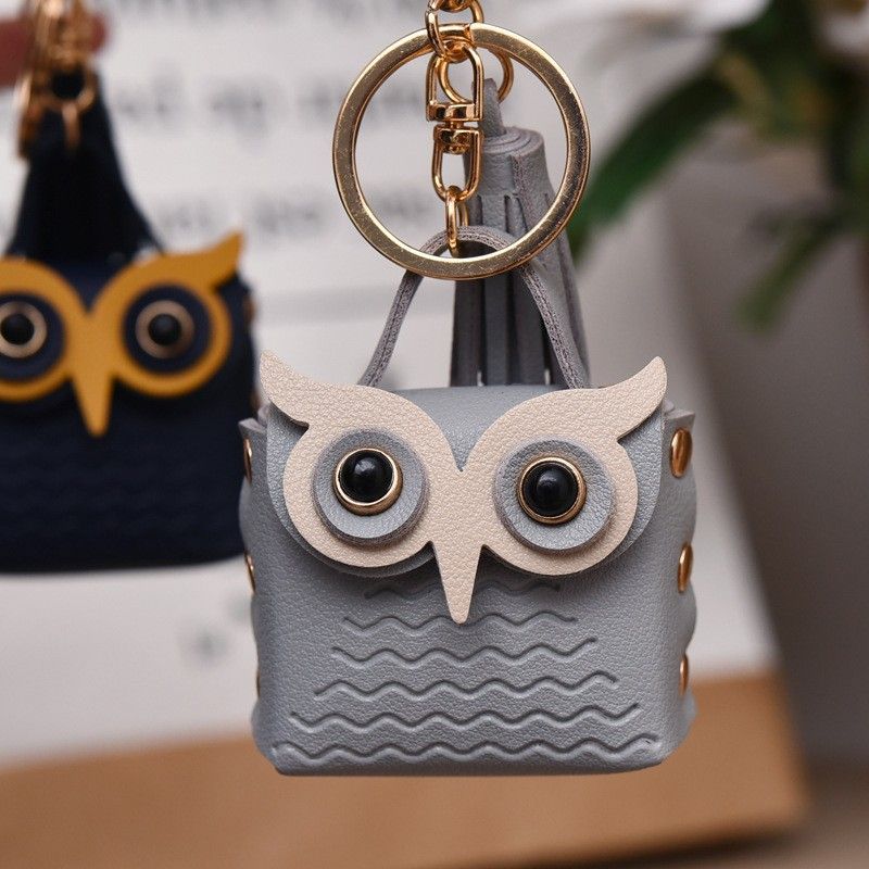 Kreative Leder Eule Geldbörse Trendy Auto Tasche Paar Schlüsselanhänger Kleiner Anhänger_voghion.com