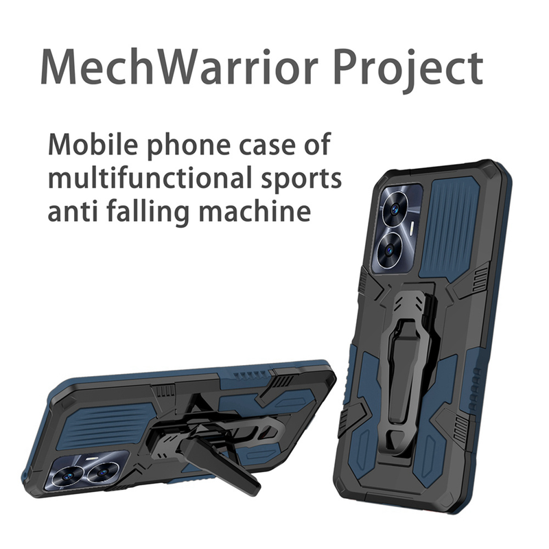 KEYSION Shockproof Armor Case for Realme C55 C33 Soft Silicone+PC Metal Stand Back Clip Phone Cover for OPPO Realme C33 C55 C30S_voghion.com