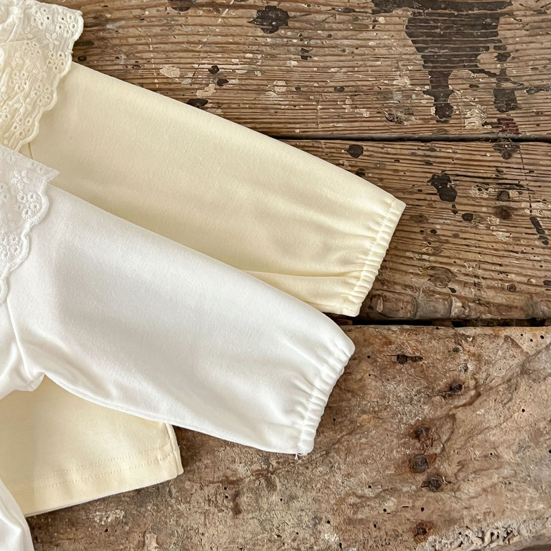 Abbigliamento per bambini Camicia per bambina in cotone ad alta elasticità con base in pizzo e top in morbida pelle per bambini_voghion.com