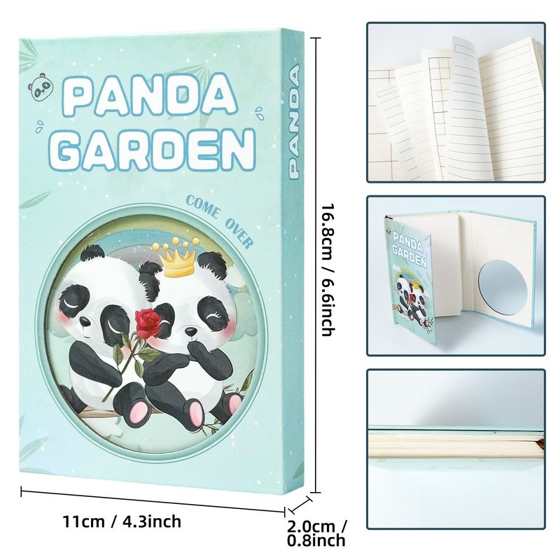 Education & Office Supplies Cute Cute Pet Series Flower Panda Cover Triple Folding Notebook Student Classroom Record Book_voghion.com