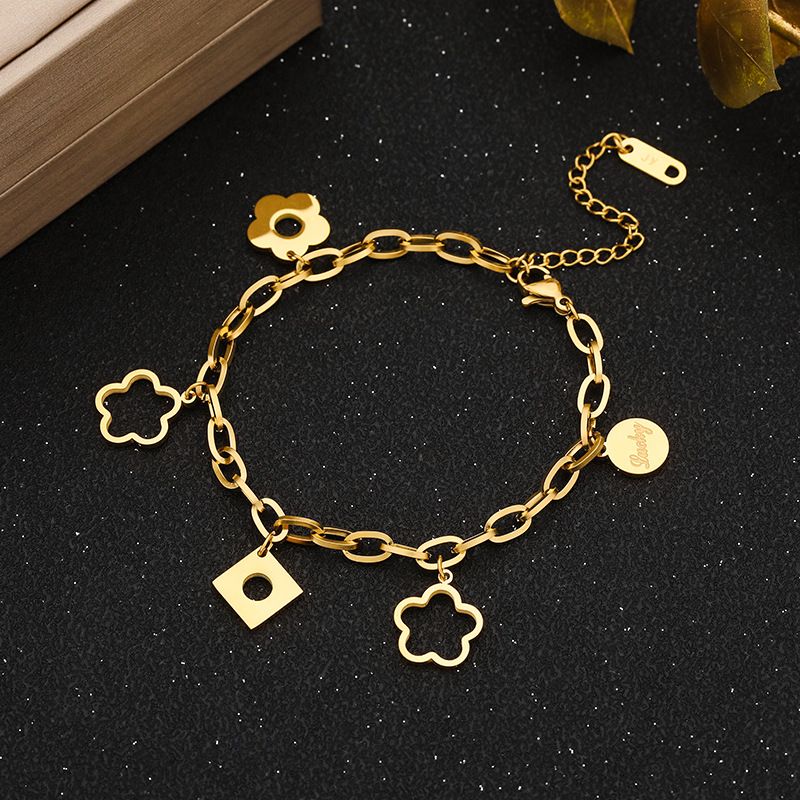 Hochwertiges fünfblättriges Kleeblattarmband für Damen, leichtes, luxuriöses, vielseitiges Modedesign, lichtechter Schmuck_voghion.com