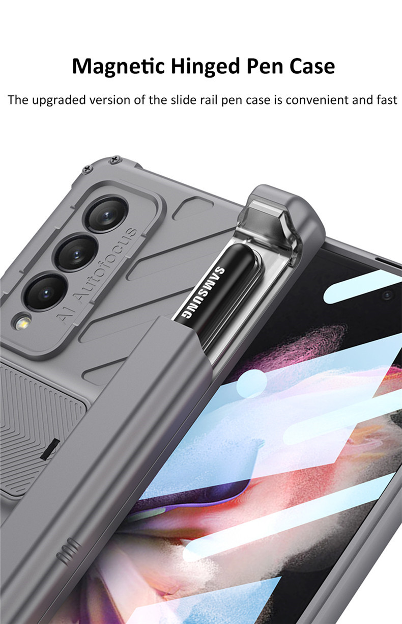 Hinge Protection Magnetic Case for Samsung Galaxy Z Fold G Built in S Pen Slot Hidden Kickstand Front S lot_voghion.com