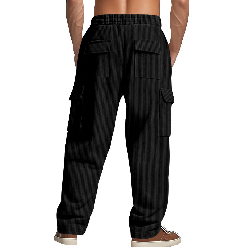Corduroy American Workwear Pants Herren Multi-Pocket Loose Wide-Leg Casual Hose_voghion.com