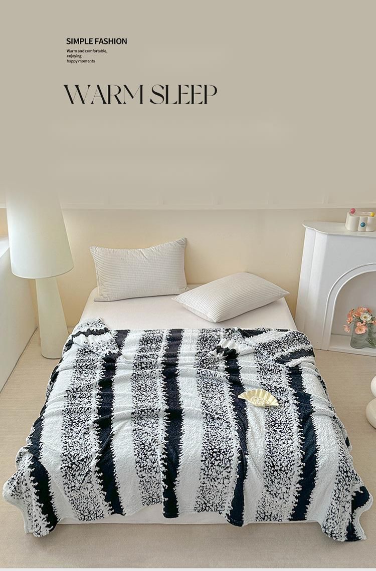 Coperta in velluto caldo per divano, ufficio, pisolino e notte, stile 2025, in jacquard cationico con fiocco di neve a righe_voghion.com