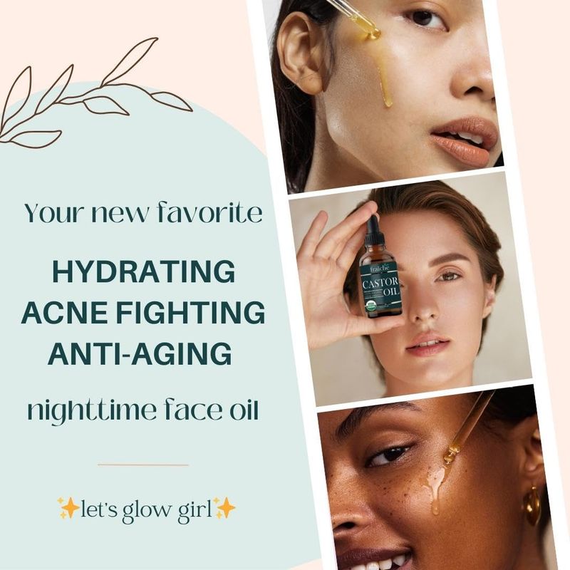Bio-Rizinusöl-Gesichtsbehandlung (2 Unzen) + gefüllte schwarze Augentube, 100 % reine USDA-Augenbrauenwachstumsessenz, Kaltpressung, Hexan_voghion.com
