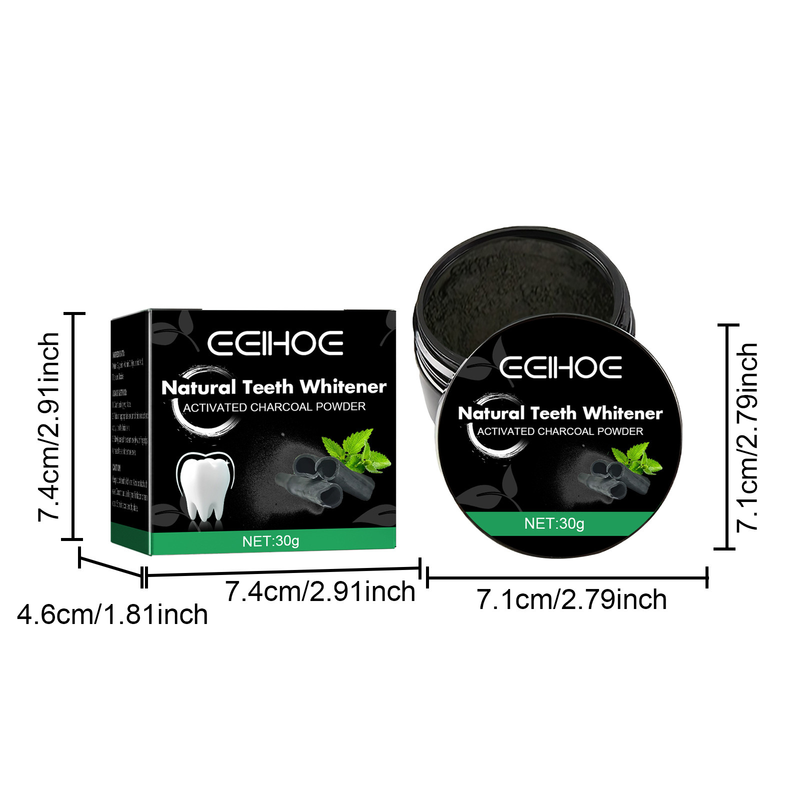 Carbone attivo EELHOE per la pulizia profonda delle macchie dentali, per rinfrescare l'alito e per sbiancare i denti in polvere_voghion.com