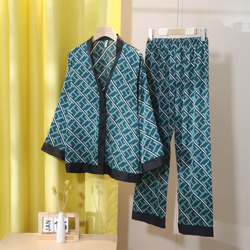 Damen Nachtwäsche Seide Hosenträgerrock Nachthemd Zweiteiliger Pyjama Home Kleidung Großhandel_voghion.com