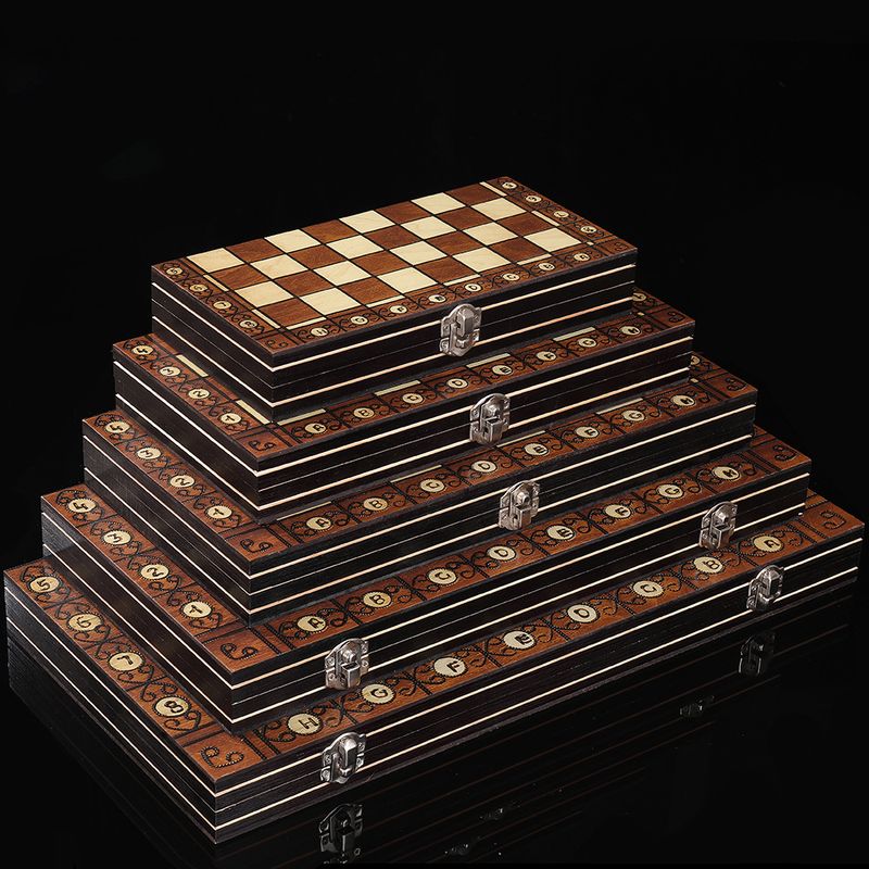 Holz Magnet Schach 3-in-1 Set Tragbare Faltbare Puzzle Wettbewerb Brettspiel Spielzeug_voghion.com