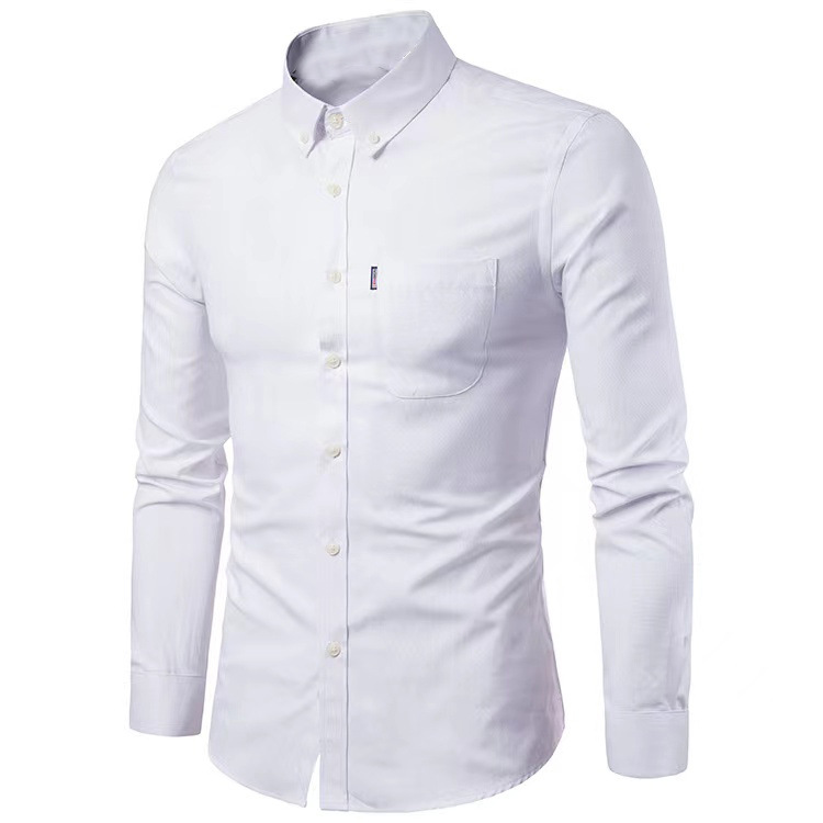 Nuova camicia a maniche lunghe Oxford Spinning Edizione coreana Non stirabile Slim Fit Tinta unita Abbigliamento casual da uomo per il centro_voghion.com