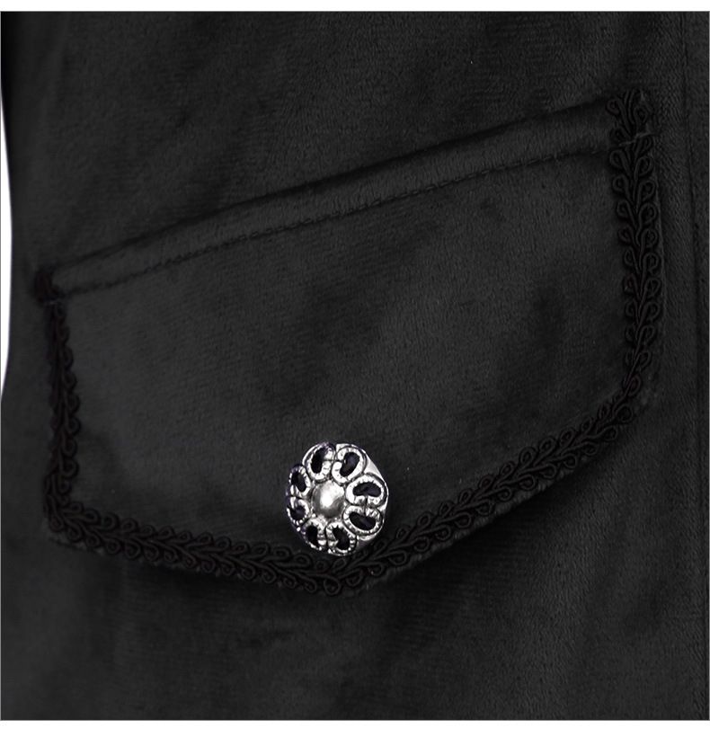 Herren-Samtfrack – Gothic-viktorianische Abendjacke mit Stehkragen, Bühnenauftritt & Cosplay-Kostüm_voghion.com