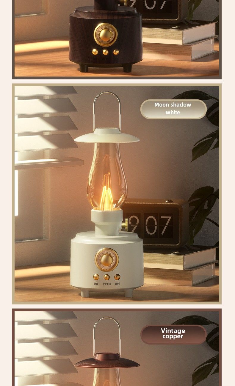 Altoparlante lampada retrò - Connettività Bluetooth, design classico della lampada a cherosene, impermeabile IPX4, scheda TF supportata, con batteria integrata per l'illuminazione_voghion.com