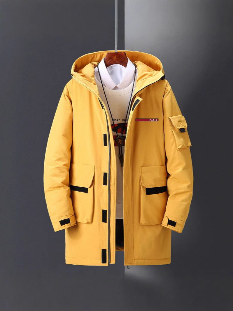 Herrenbekleidung Neue grenzüberschreitende Winter-Daunenjacke für Herren, verdickt, koreanische Version, langes Streifenlogo, lässig, große Arbeitskleidung, Jugendjacke_voghion.com