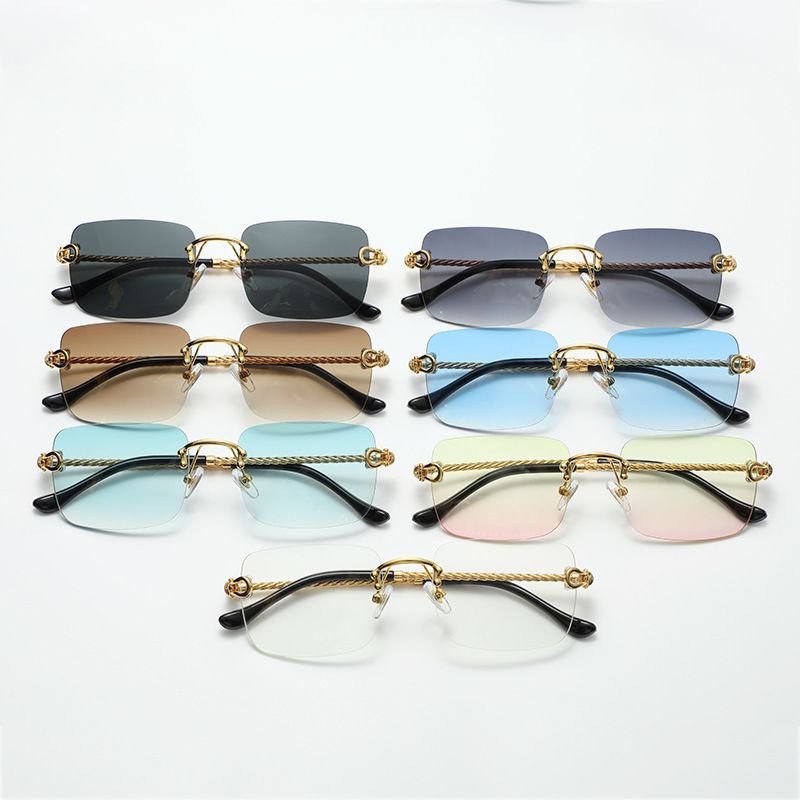 VOOTHOST Nieuwe Randloze Rechthoekige Vintage Metalen Zonnebril Mode Frameloze Getinte Brillen Tinten Voor Vrouwen Mannen VB051_voghion.com