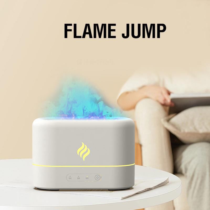 1 Stück 7 Farben Flammensimulation Ultraschall-Luftbefeuchter mit Aromatherapie und Beleuchtung – USB-betriebener Diffusor für ätherische Öle für Schlafzimmer und Reisen_voghion.com