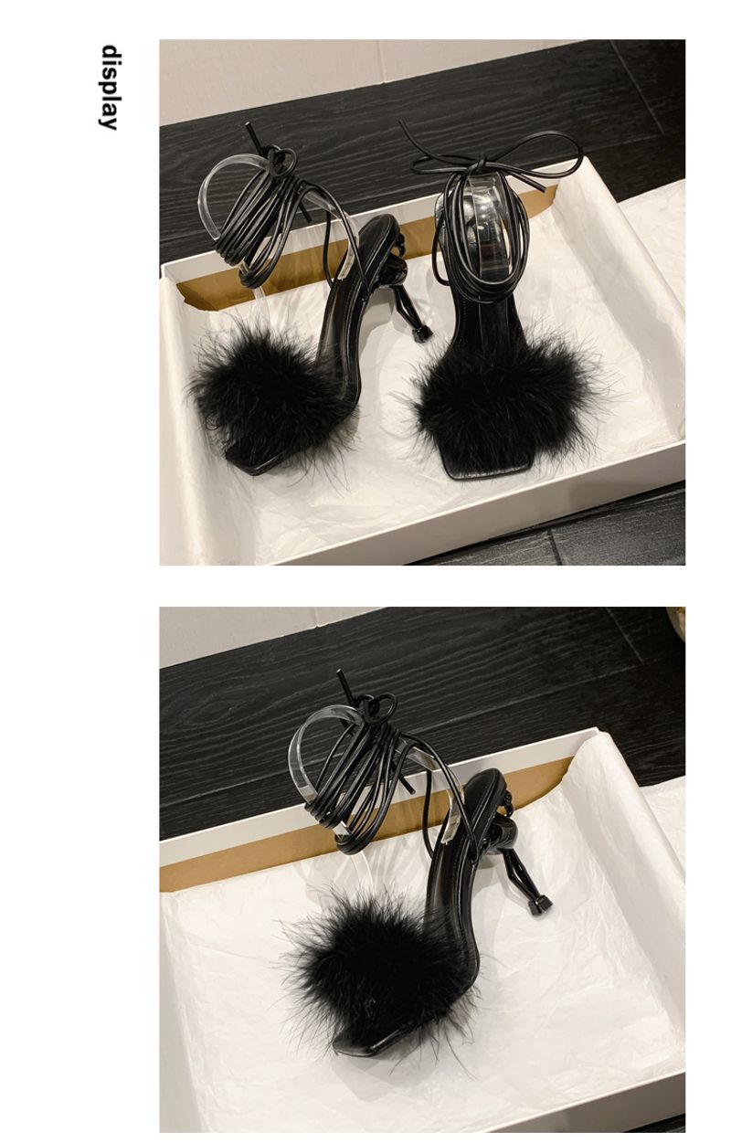 p9Rome foreign trade strappy high heels cross-border new fashion furry special-shaped heel sandals women's shoes_voghion.com