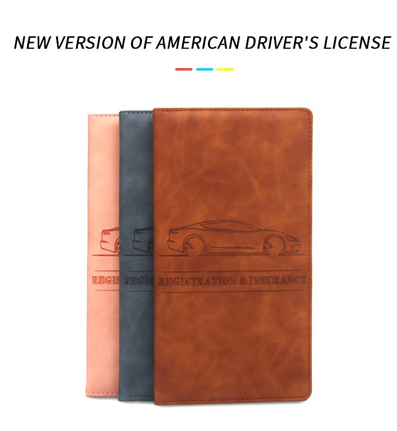 Étui pour permis de conduire américain Skin Feel Portefeuille d'assurance automobile populaire Clip pour permis de conduire multifonctionnel long Ce sac_voghion.com