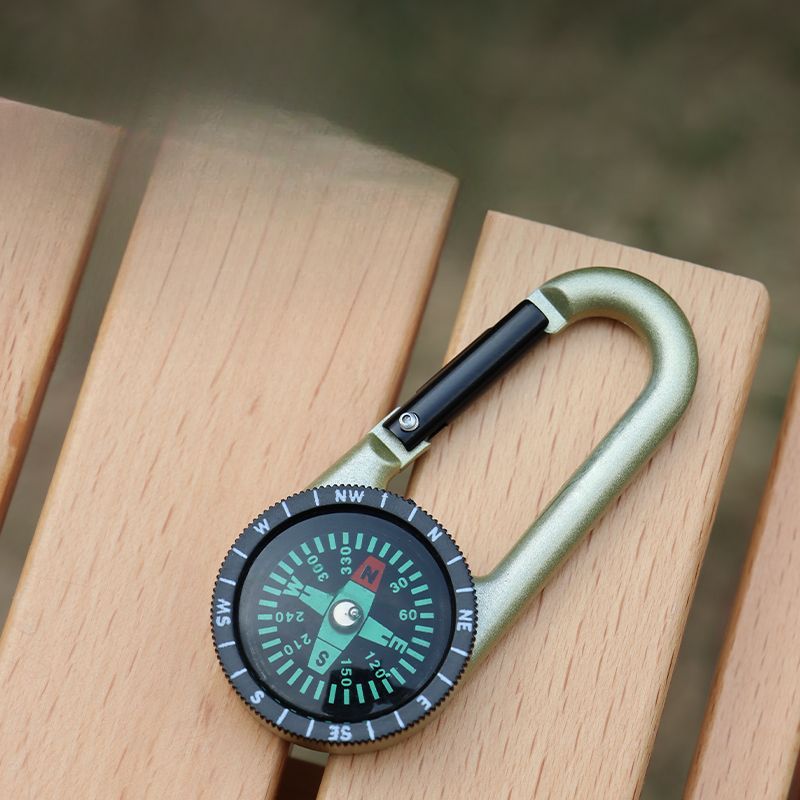 Outdoor Tactical Survival Gear Multifunctional North Pointer Alloy Carabiner Keychain Compass Quick Release_voghion.com