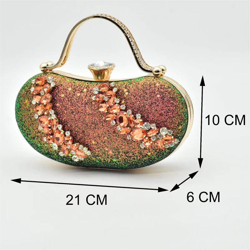 Vintage Diamant-Set klobige Sandalen mit Abendessen Tasche Set Mode Design Strass Abendtasche_voghion.com