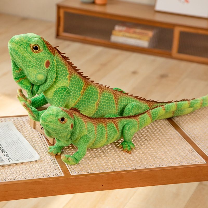 Realistisches Plüschtier Chamäleon Eidechse für Kinder und als Requisite für Fotografie-Lehrgänge Kurzplüsch, PP-Baumwollfüllung, 65 cm x 95 cm, grüne Farbe_voghion.com