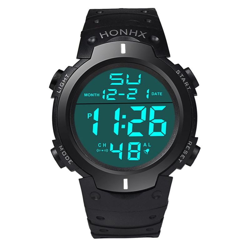 Yamaler HONHX Unisex regulowany pasek z podświetleniem, duża tarcza, sportowy cyfrowy zegarek na rękę_voghion.com